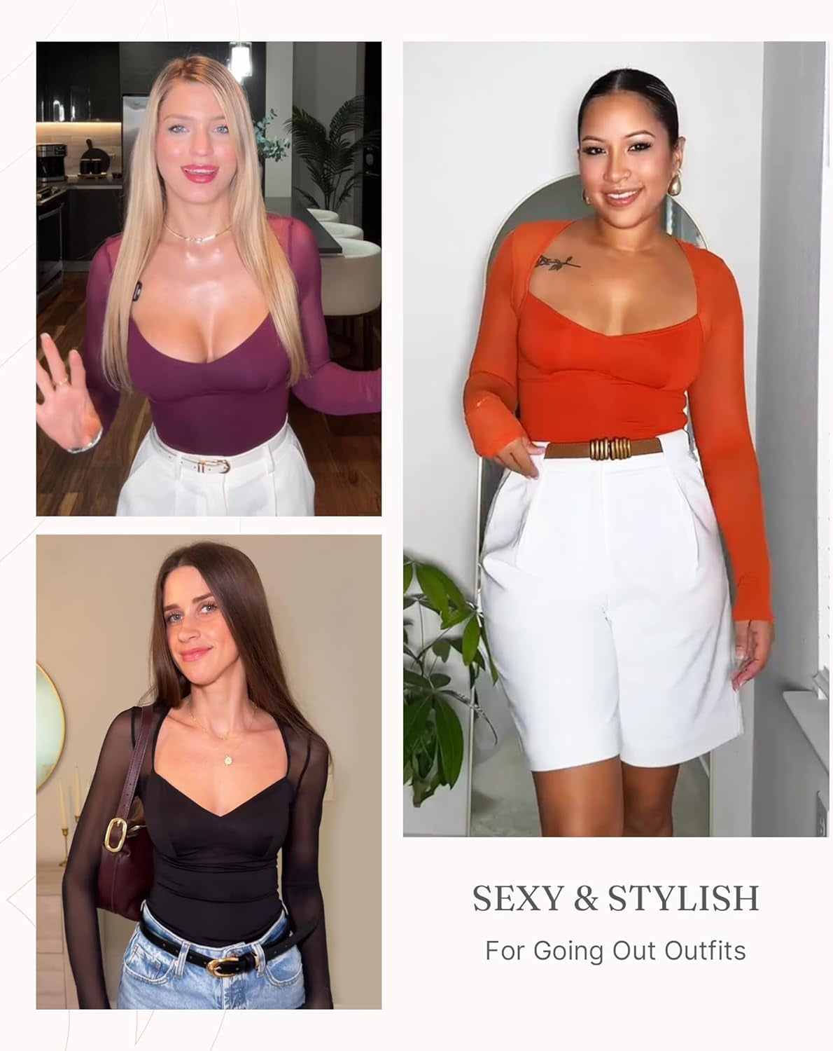 Women's long sleeve bodysuit with compression shaping