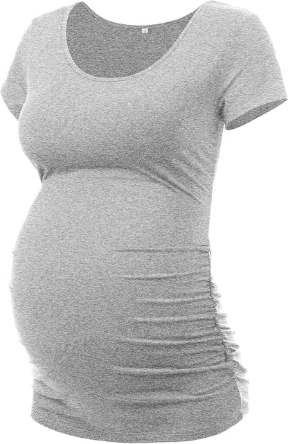 Peauty Maternity Shirts Maternity Clothes Side Ruched Maternity Tops for Women Pregnancy Shirts
