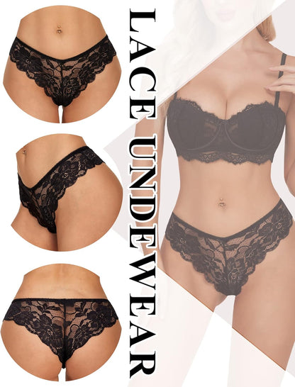 V-shaped waistband design on elegant lace hipster panties