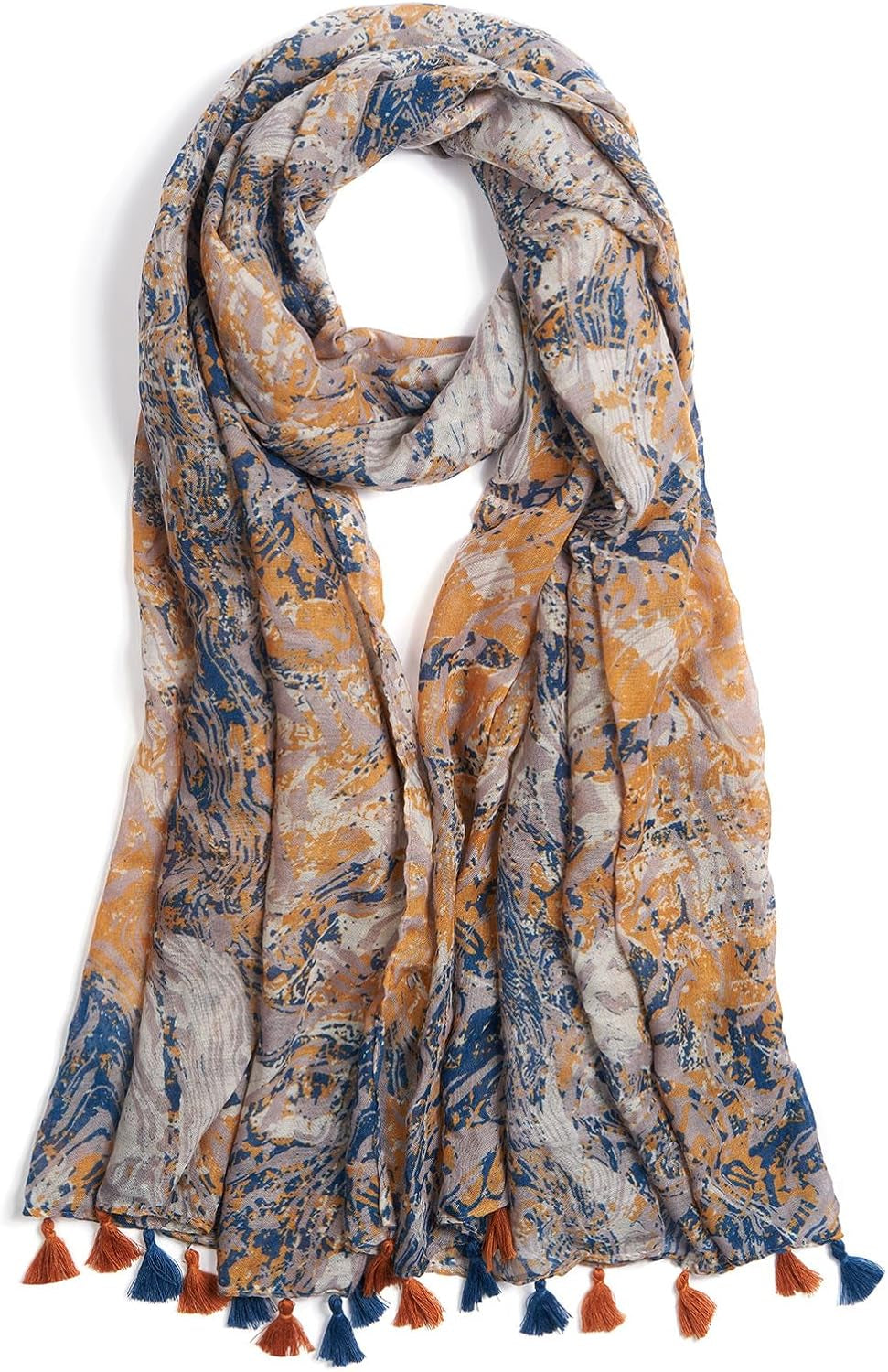 Scarf for Women Lightweight Soft Floral Leopard Printed Scarves Fall Winter Fashion Shawl Wrap with Fringe