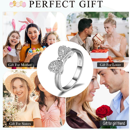 Cubic zirconia promise ring front and side view