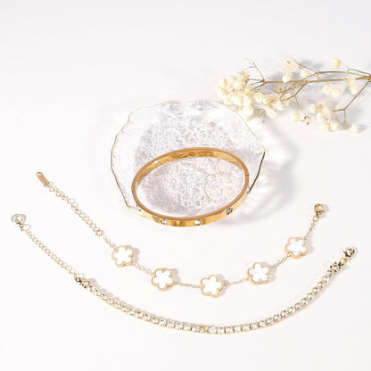 YOUNGGRACE Womens Stackable Floral Gold Bracelets 3Pcs