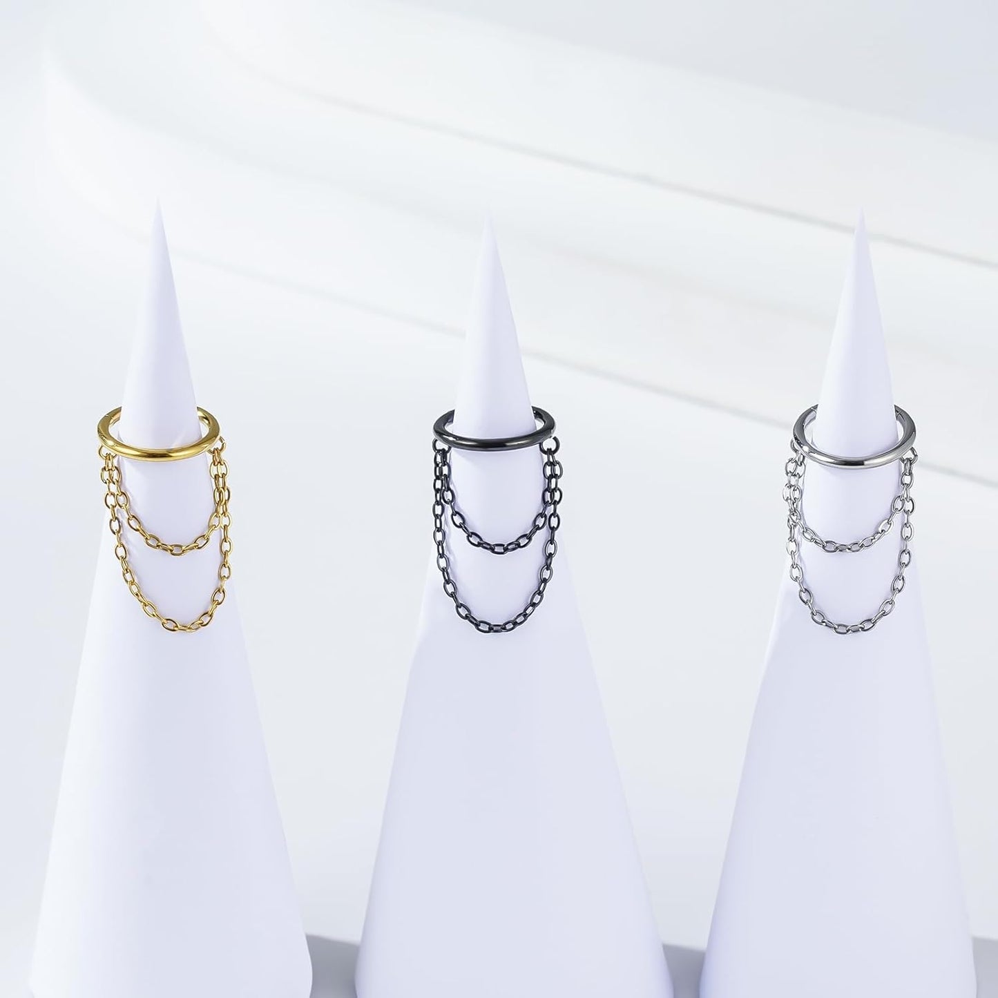 16G Titanium Cartilage Earrings Hoop 7Mm 9Mm Helix Piercing Jewelry with Single/Double/Triple Chains Hypoallergenic Hinged Clicker