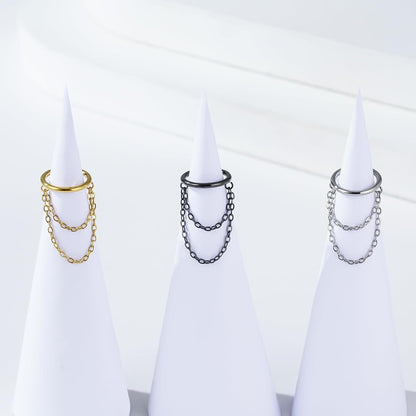 16G Titanium Cartilage Earrings Hoop 7Mm 9Mm Helix Piercing Jewelry with Single/Double/Triple Chains Hypoallergenic Hinged Clicker