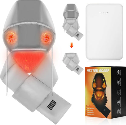 Heated Scarf Electric Heating Warmer with 5000Mah Rechargeable Battery for Women Men, Heating Pad with Hidden Hooded
