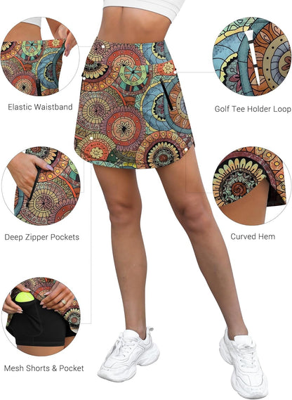Women's golf skirt front and back waistband design