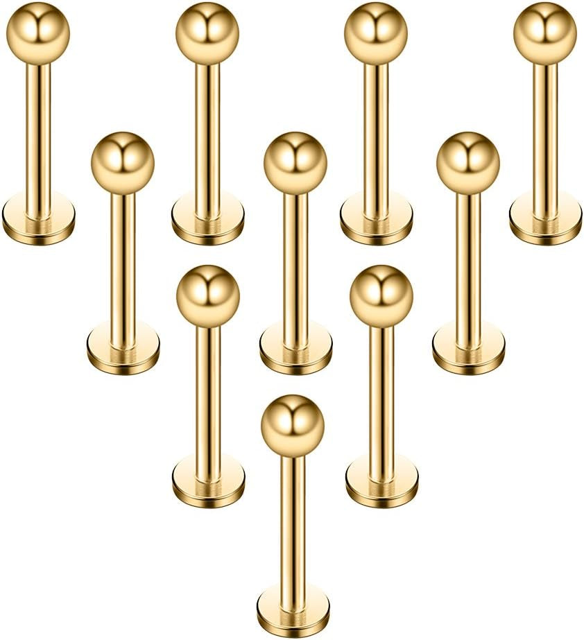 Ruifan 16G 316L Stainless Steel 3Mm Ball Labret Monroe Lip Ring Tragus Helix Cartilage Earring Stud Barbell Bar Length 6Mm 8Mm 10Mm 12Mm Body Piercing Jewelry