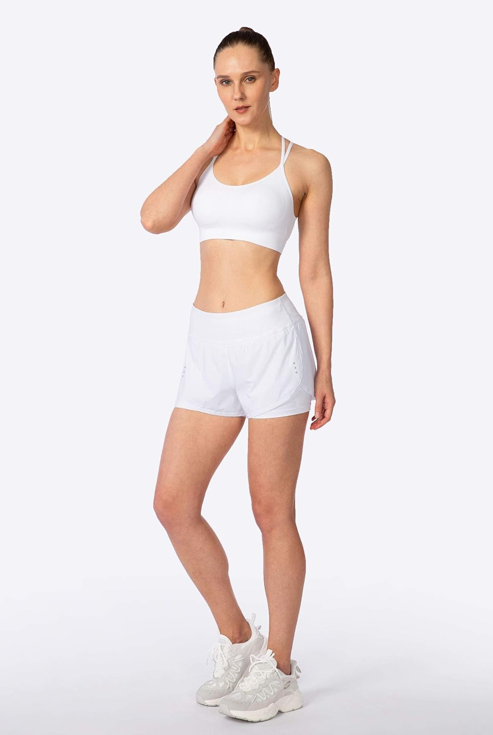 High-waisted spandex shorts for yoga and running