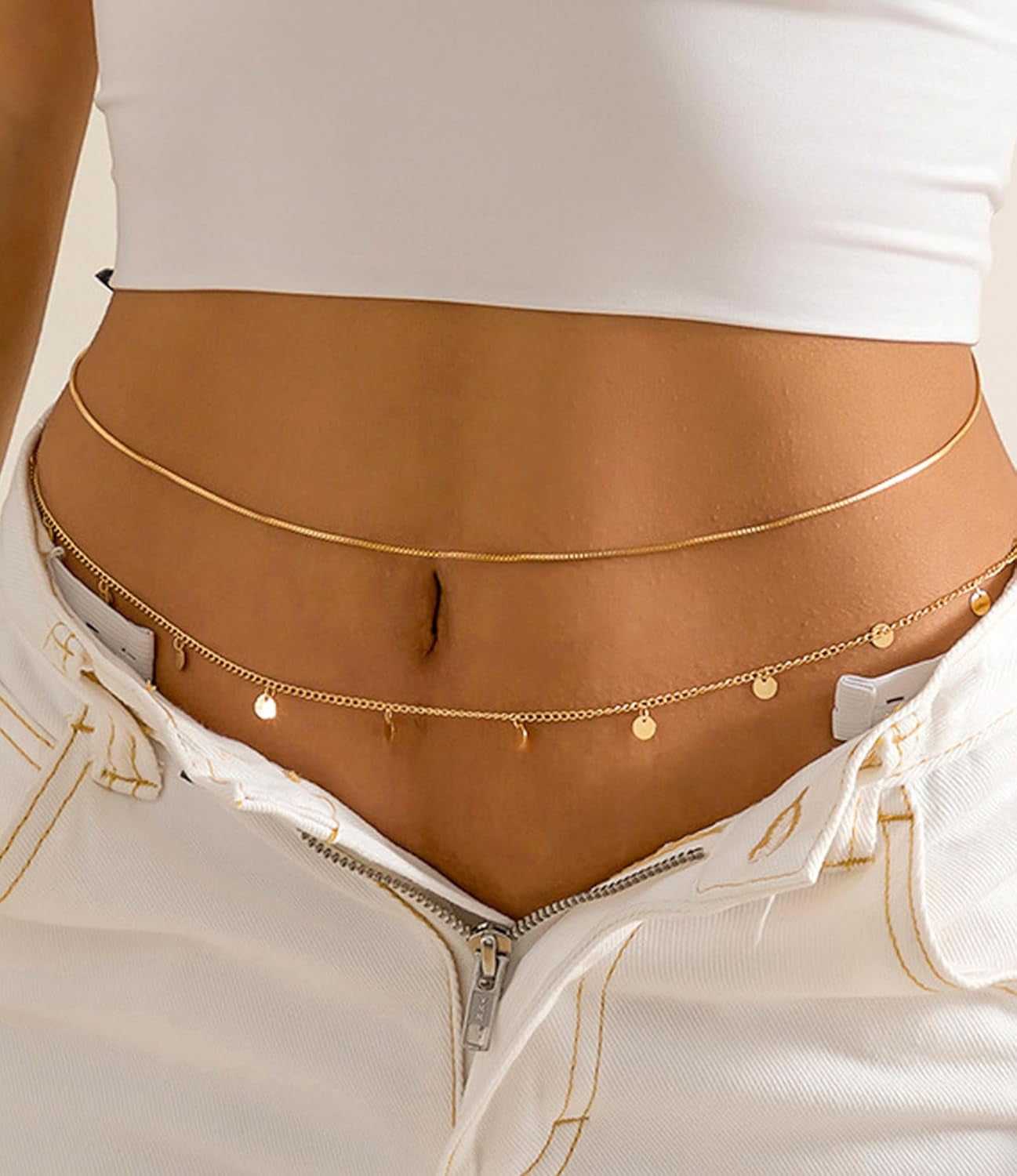 MODRSA Body Chain Belly Chain Silver Gold Waist Chain Body Chain Jewelry for Women Body Jewelry for Women Waist Chains Belly Chains for Women Chain Bra Lingerie