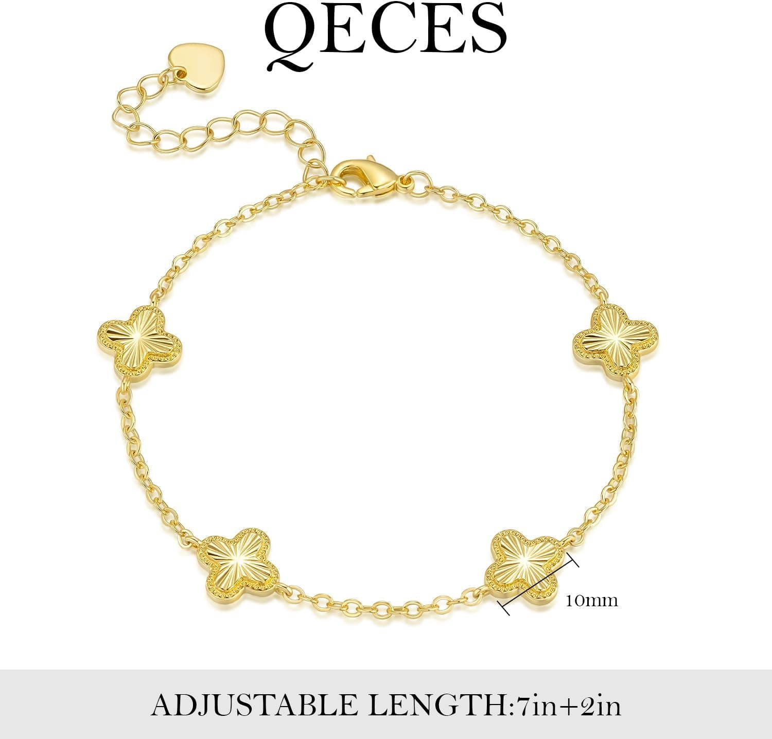 Gold Bracelets for Women 14K Gold Bracelets for Women Clover Bracelet for Womens with Adjustable Chain Lucky Dainty Four Leaf Clover Bracelet for Womens