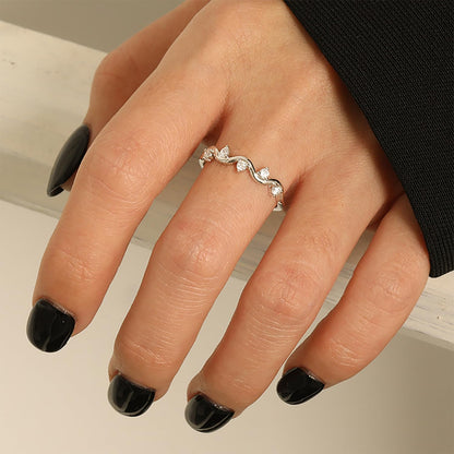 925 sterling silver self love wave ring close-up detail view