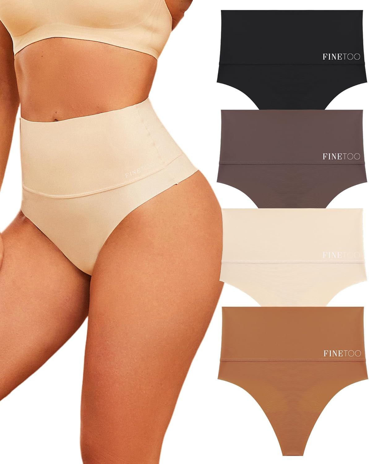 No-show seamless thong panties in nude and black colors