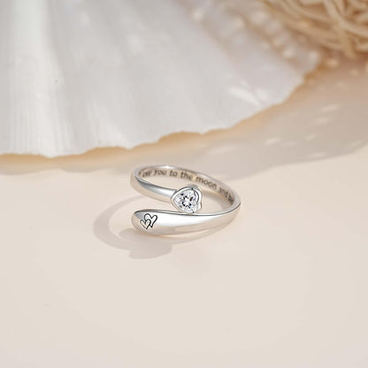 925 Sterling Silver Just Breathe Ring for Women Adjustable Heart Ring Personality Inspirational Jewelry Gifts