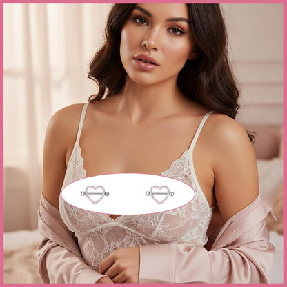 Pink Crystal Surgical Steel Nipple Rings Piercing Jewelry for Women Men, Heart/Bow/Sparkling Diamond Nipple Nail Barbell Piercing Accessory, Body Piercing Accessory Jewelry Gift ﻿