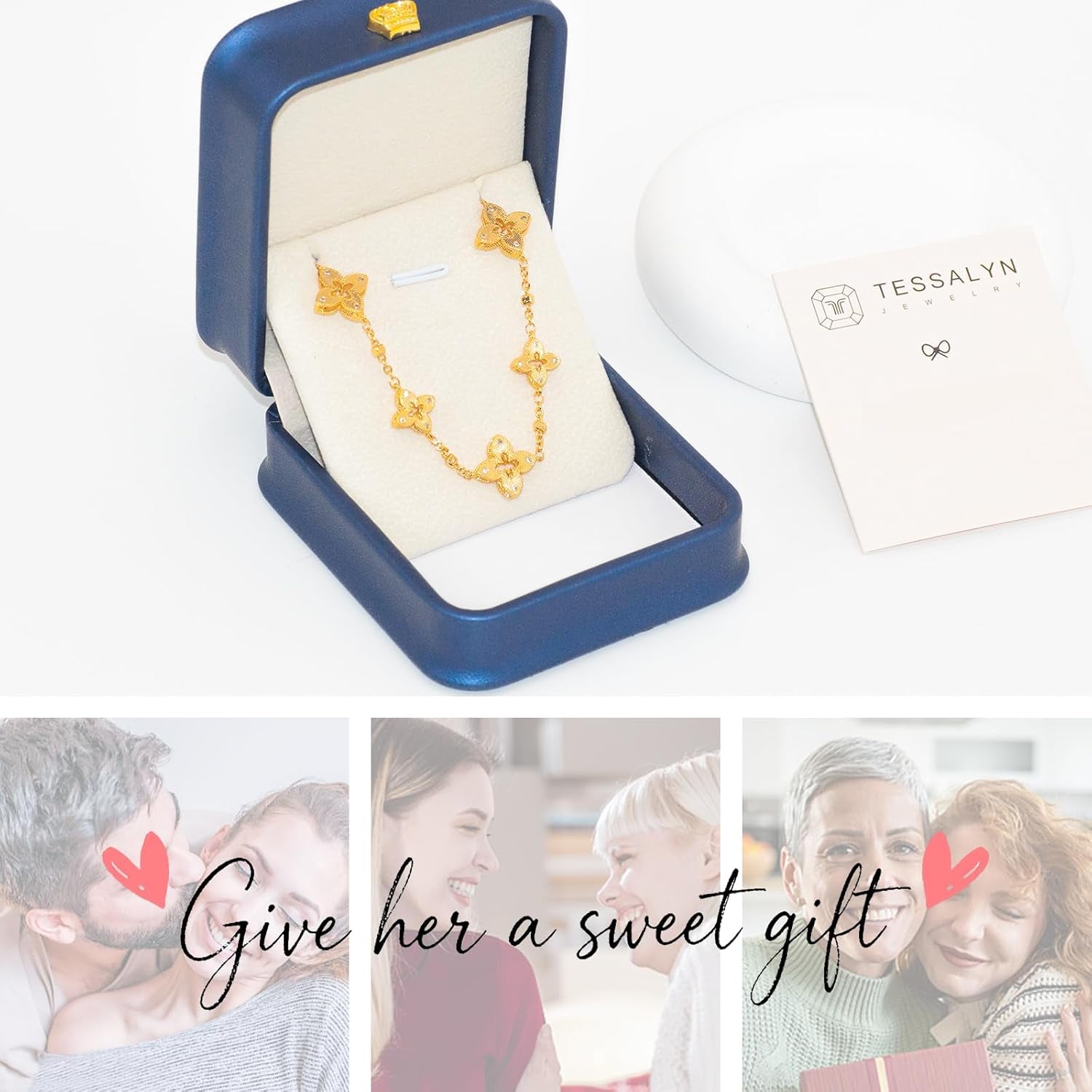 18K Gold Plated Clover Bracelet for Women, Hollow Four Leaf Clover Bracelet, Cross Flower Chain, Jewelry Gift for Birthday and Valentine'S Day with Gift Box