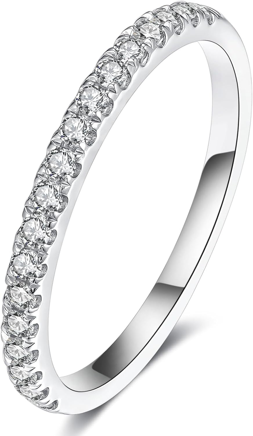 IMOLOVE Lab Grown Diamond Wedding Bands, 0.3-0.42 Carat, Eternity Rings in 18K White Gold & Sterling Silver Size 4-11