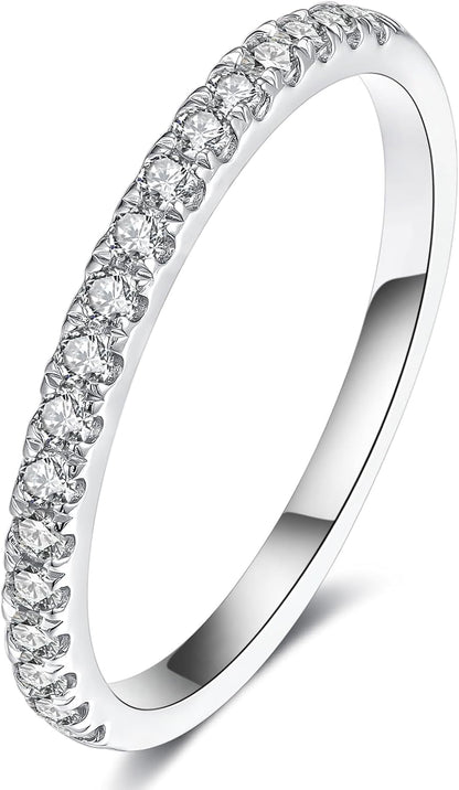 IMOLOVE Lab Grown Diamond Wedding Bands, 0.3-0.42 Carat, Eternity Rings in 18K White Gold & Sterling Silver Size 4-11