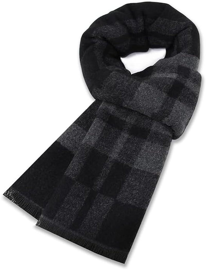 Define Essentials Men'S Winter Warm Long Soft Plaid Scarf with Tassels, Soft Classic Mens Scraves