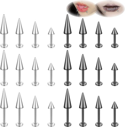 ZS 20G Spike Nose Rings Studs, 18G Stainless Steel Spike Stud Earrings, 16G Septum Lip Rings Cartilage Tragus Helix Piercing for Women Men