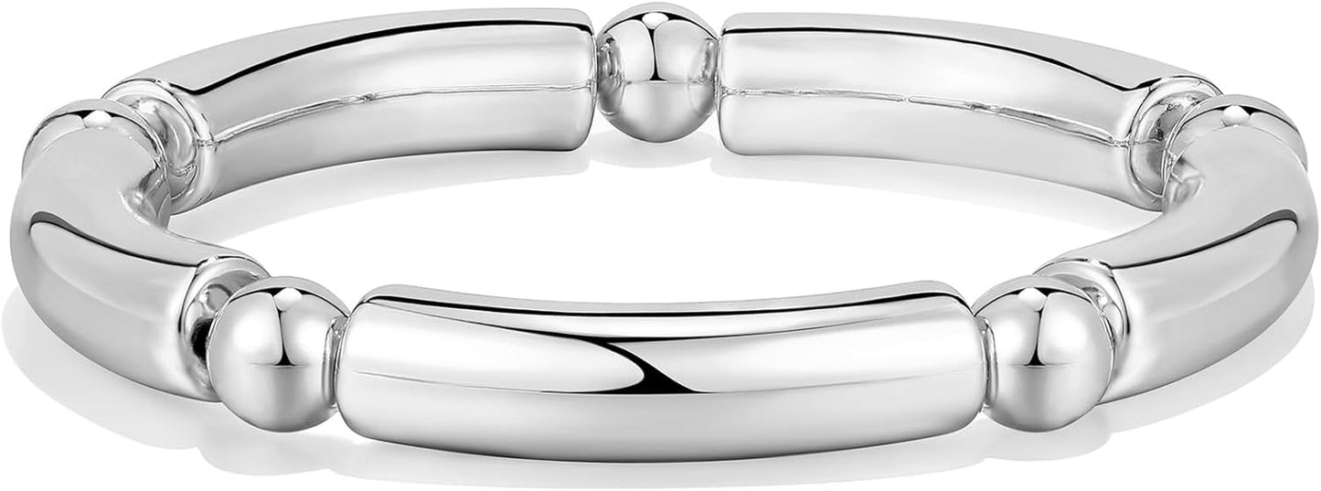 14K gold plated stretch bamboo tube bangles jewelry collection