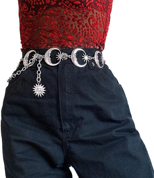 Navoky Moon Star Metal Waist Chain Sun Pendant Belly Belt Body Chains Jewelry Accessories for Women and Girls