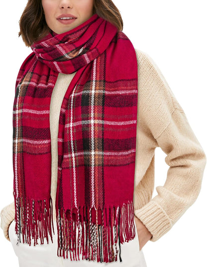 Ysense Winter Scarf for Women, Fashion Long Plaid Scarves Warm Big Tartan Blanket Wrap Shawl Ladies Gifts