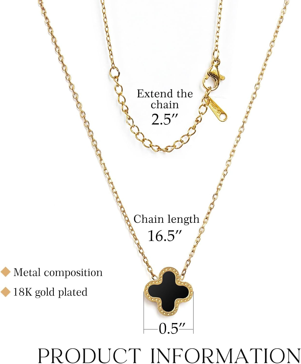 NAWU 18K Gold Clover Pendant Necklace for Women Lucky Four Leaf Clover Necklace Set Fashion Jewelry Gifts for Women