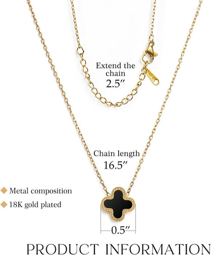NAWU 18K Gold Clover Pendant Necklace for Women Lucky Four Leaf Clover Necklace Set Fashion Jewelry Gifts for Women