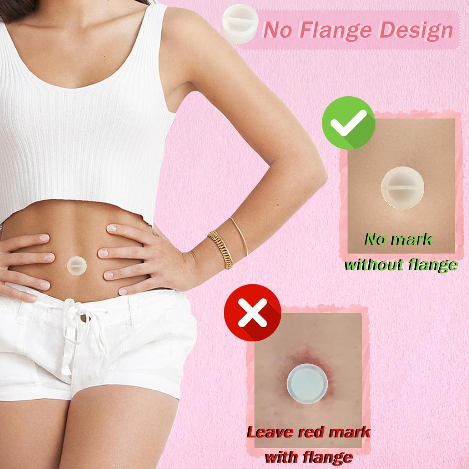 Patented belly button retainer plug shown in detail close up