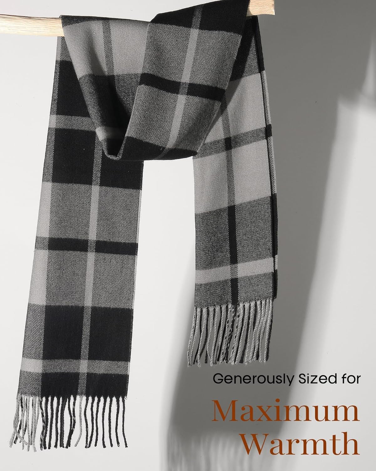 FURTALK Winter Scarf for Men Long Soft Warm Scarves Plaid Tassel Scarf for Men