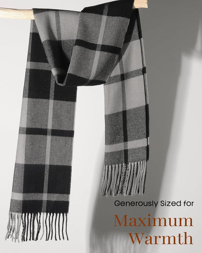 FURTALK Winter Scarf for Men Long Soft Warm Scarves Plaid Tassel Scarf for Men