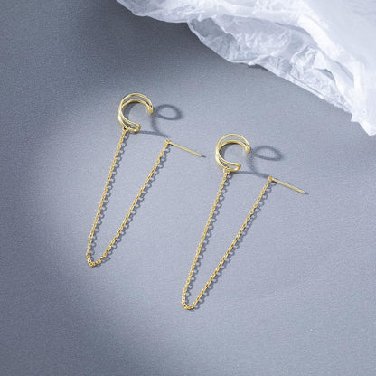 SLUYNZ 925 Sterling Silver Cuff Earrings Threader Chain for Women Crawler Earrings Wrap Earrings