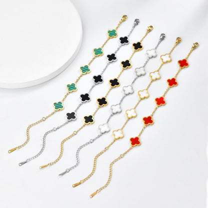 Clover Bracelets for Women 18K Gold Plated 4 Leaf Clover Bracelet Black White Red Green Cute Lucky Bracelets Jewelry Gifts Trendy for Women