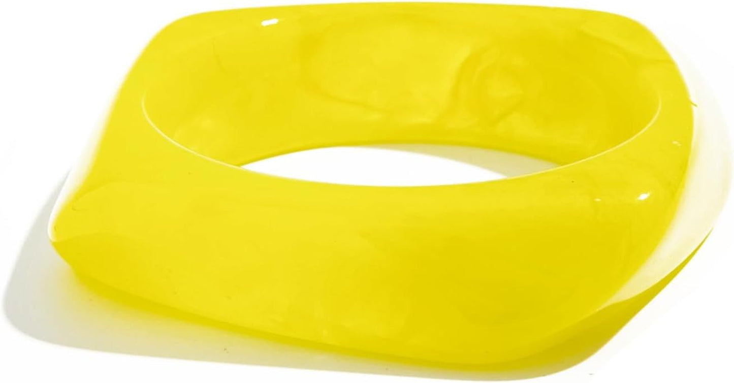 Chunky Acrylic Transparent Candy Color Geometric round Square Cuff Bangle Bracelet Set for Women Resin Wristband Statement Jewelry