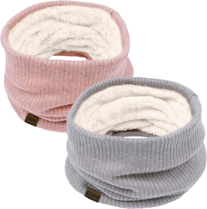 Chalier Infinity Scarf Winter Double-Layer Neck Warmer Knit Fleece Lined Circle Loop Scarves
