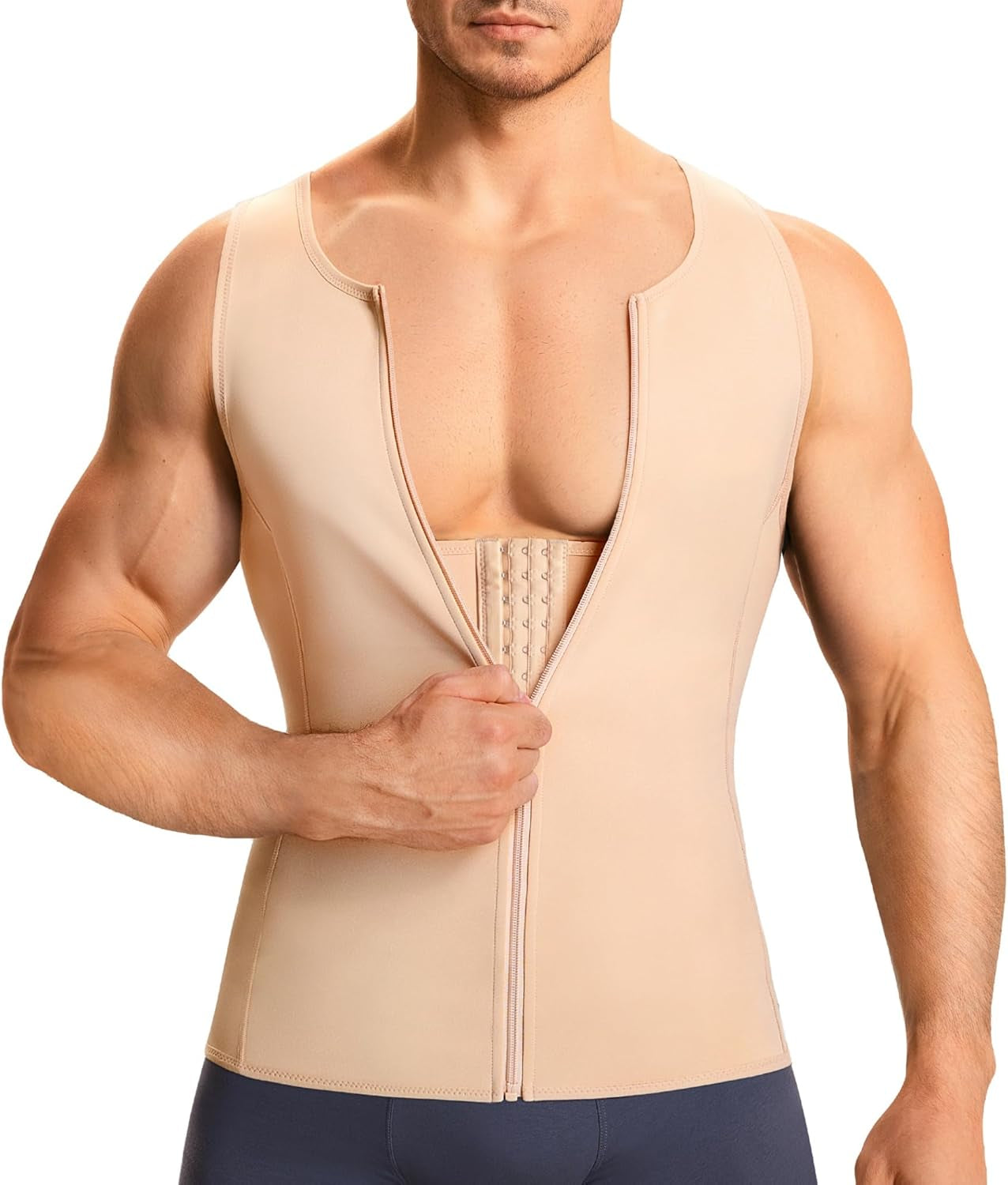 Men's seamless shapewear tank back coverage display