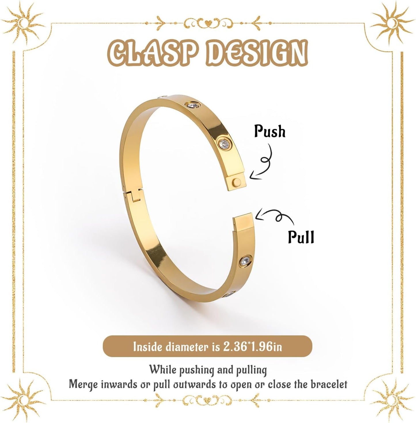 18K Gold Plated Clover Bracelet, Lucky Clover Bracelet Bangle Set for Women