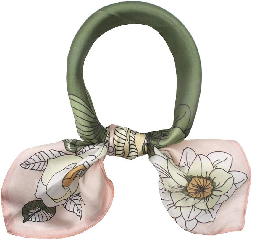 ANDANTINO 100% Mulberry Silk Scarf -21” Lightweight Square Neckerchief – Breathable Digital Printed Scarves with Gift Packed