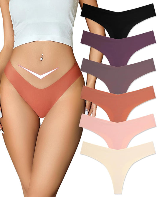 FINETOO seamless thong panties in neutral color front view