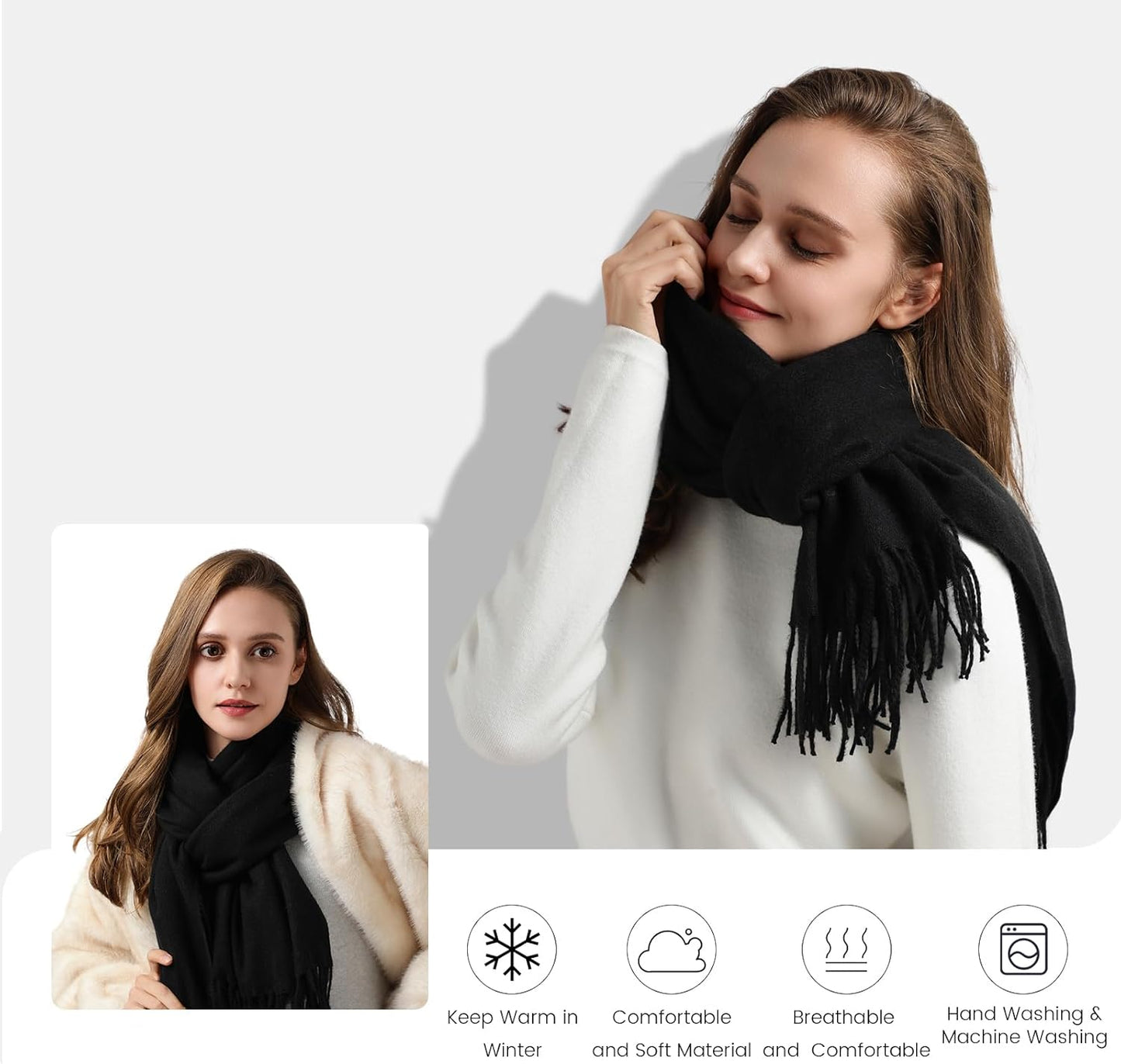 DOFOWORK Scarf for Women - Womens Scarf Shawls and Wraps for Evening Dresses, Fashion Long Scarves, 78.7" X 27.5"