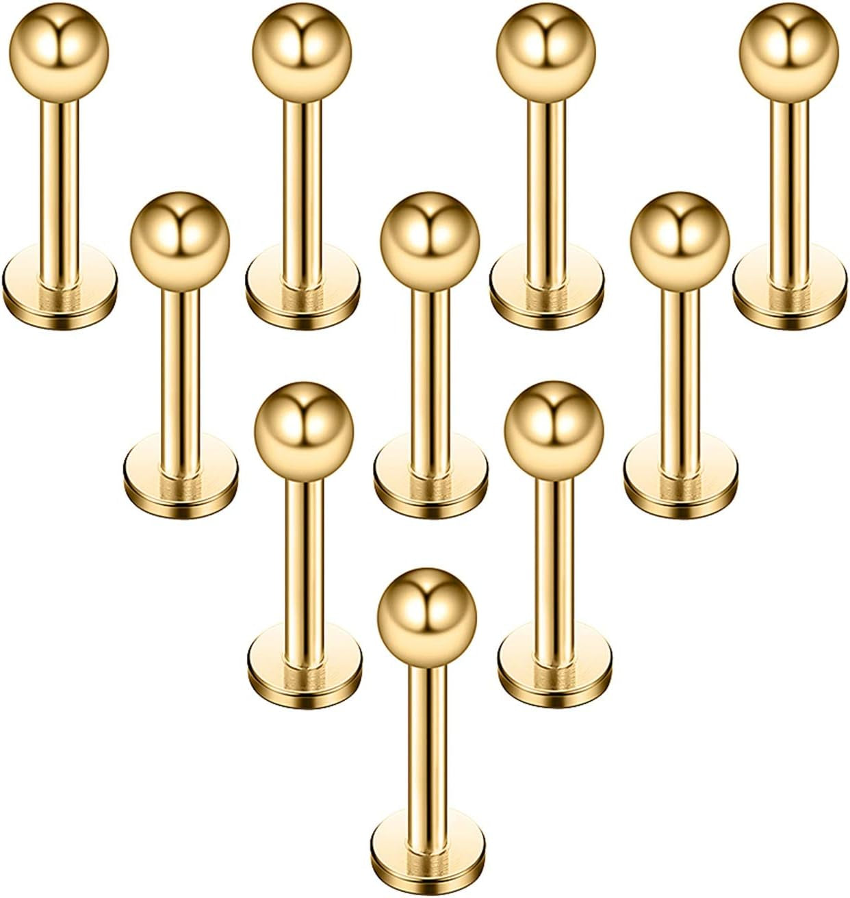 Ruifan 16G 316L Stainless Steel 3Mm Ball Labret Monroe Lip Ring Tragus Helix Cartilage Earring Stud Barbell Bar Length 6Mm 8Mm 10Mm 12Mm Body Piercing Jewelry