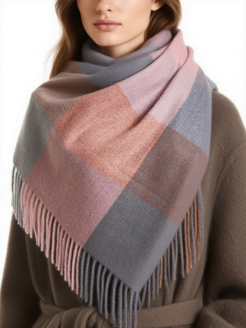 Womens Scarf Winter Blanket Large Scarves Thick Soft Warm Plaid Chunky Scarfs