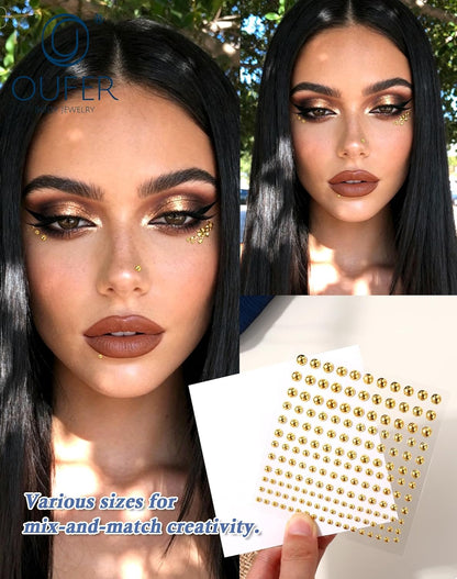 OUFER Stick on Acrylic Fake Piercings, Fake Lip Studs Eyebrow Piercing, Fake Face Piercing Nose Stud Non-Piercing Kit Piercing Balls Adhesive Face Jewelry