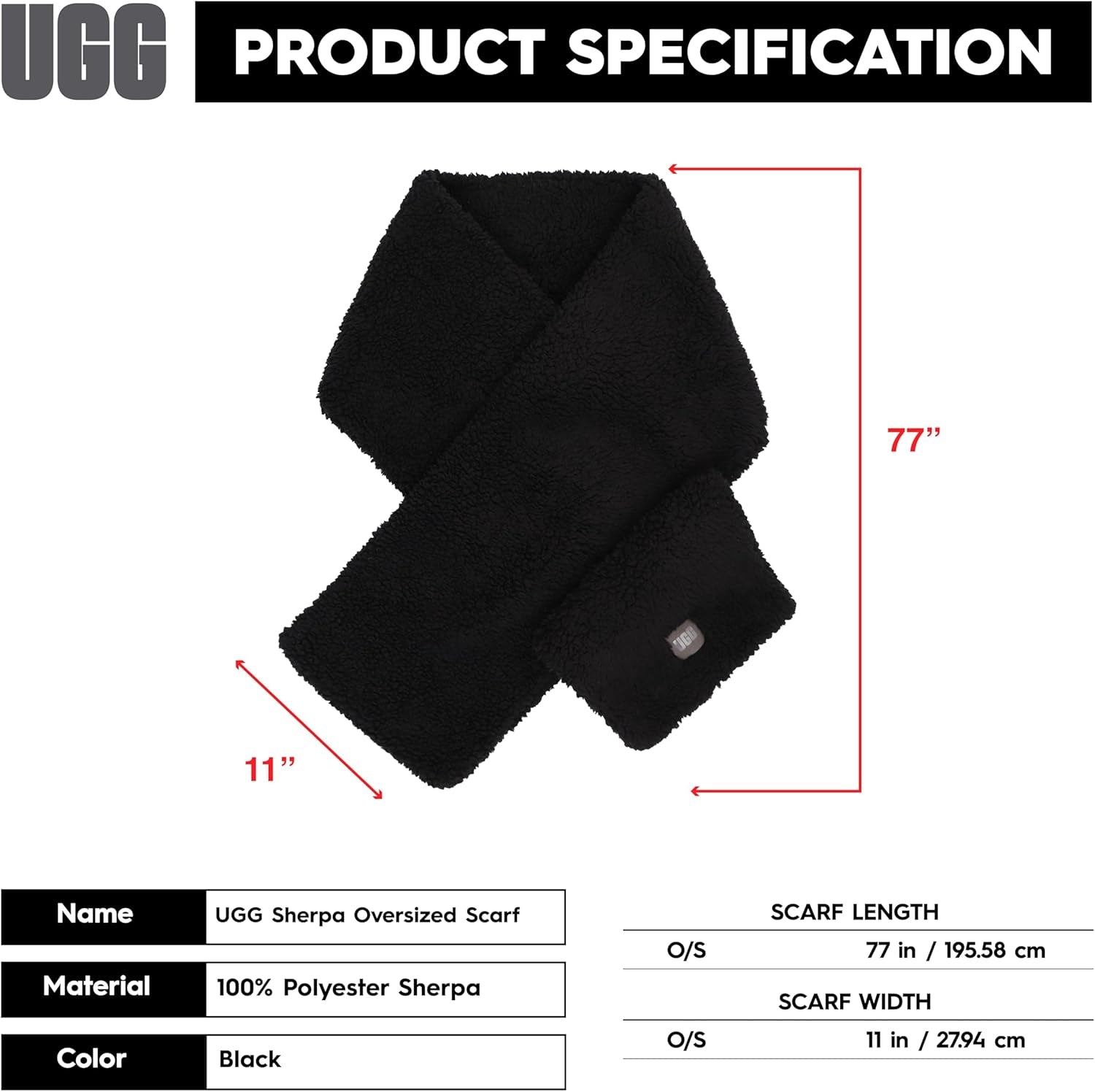 UGG Womens Sherpa Oversized Scarf