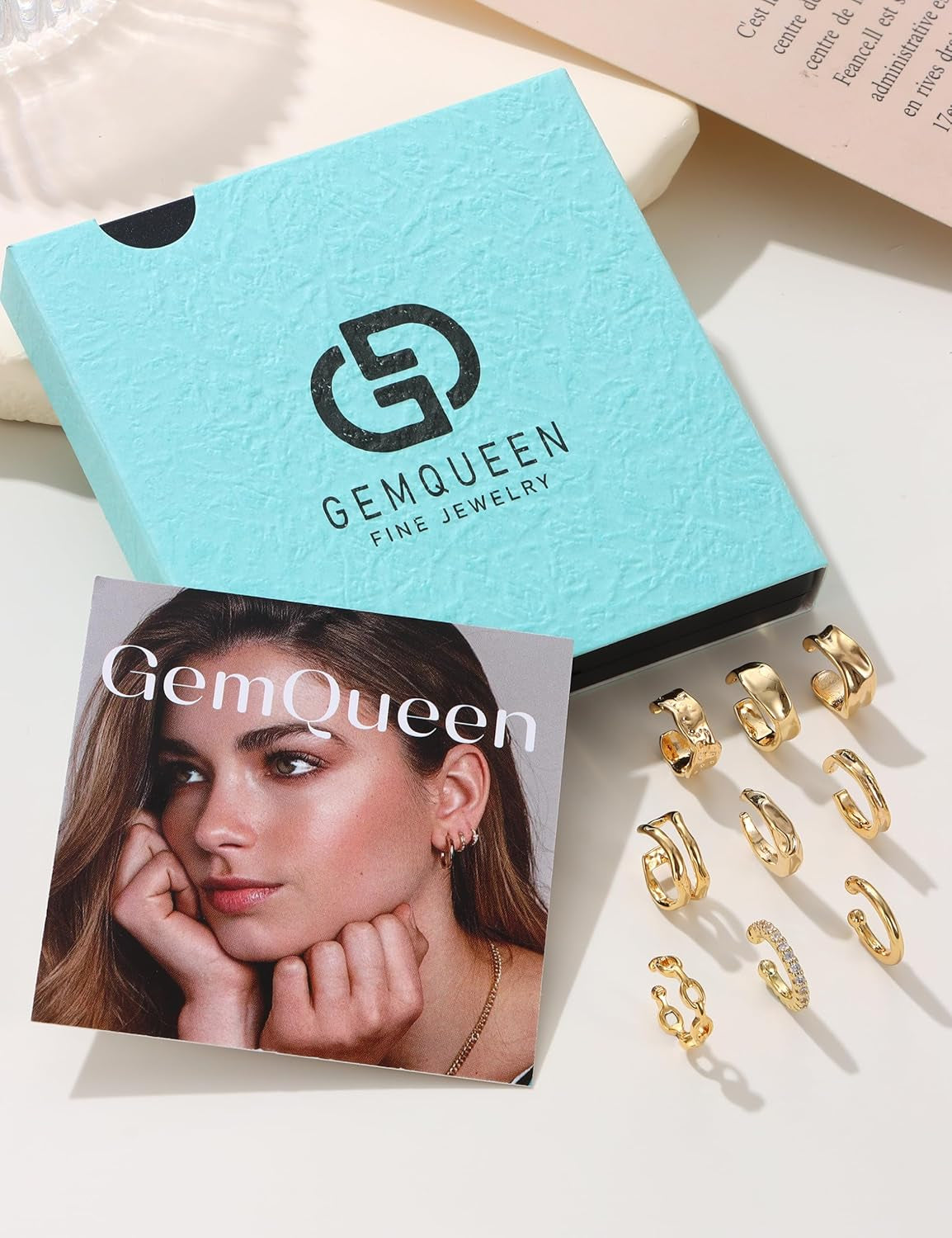 9 Pcs 14K Gold/Silver Plated Ear Cuff Non Piercing Earrings for Women Men - Ear Cuffs Earring Non Pierced Ears Adjustable Clip on Trendy Fake Cartilage Conch Helix Jewelry Set with 5A CZ