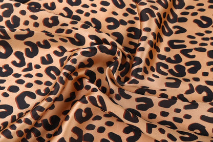 GERINLY Silk Hair Scarf Animal Print Leopard Neck Scarf Summer Neckerchief for Women Bag Purse Accessory