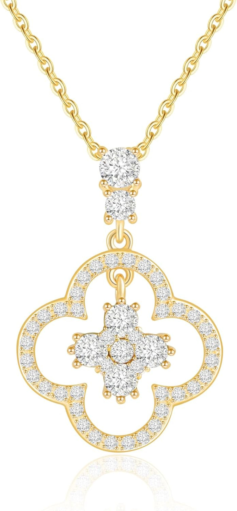 Gold/White Gold Clover Necklace for Women Four Leaf Clover Necklace Lucky Necklace for Mother'S Day Gift Gift for Wife