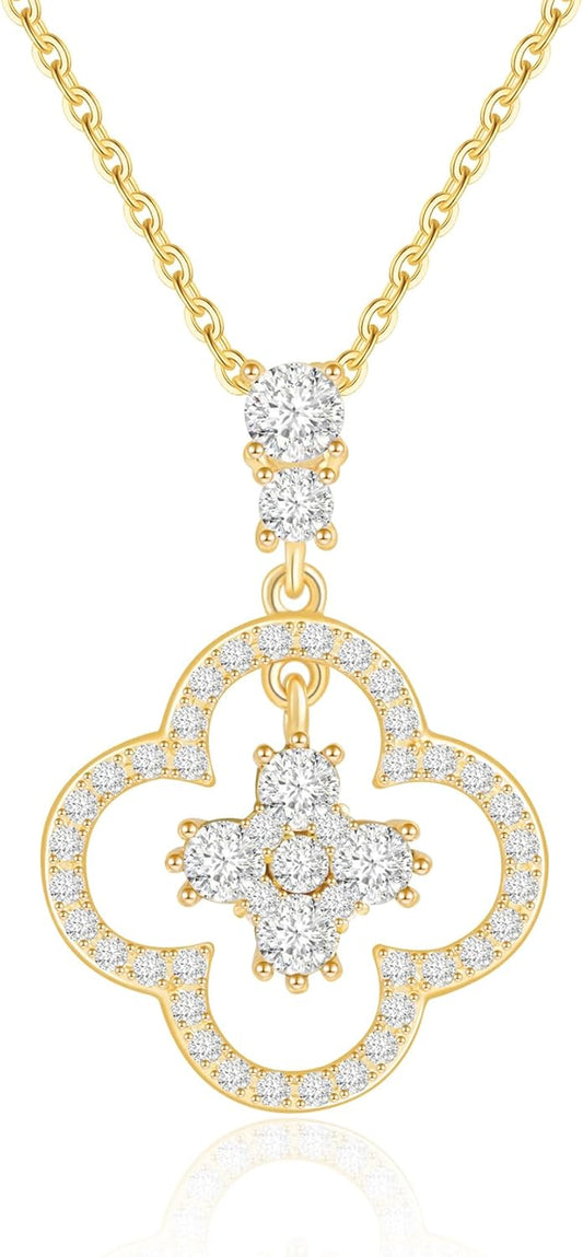 Gold/White Gold Clover Necklace for Women Four Leaf Clover Necklace Lucky Necklace for Mother'S Day Gift Gift for Wife