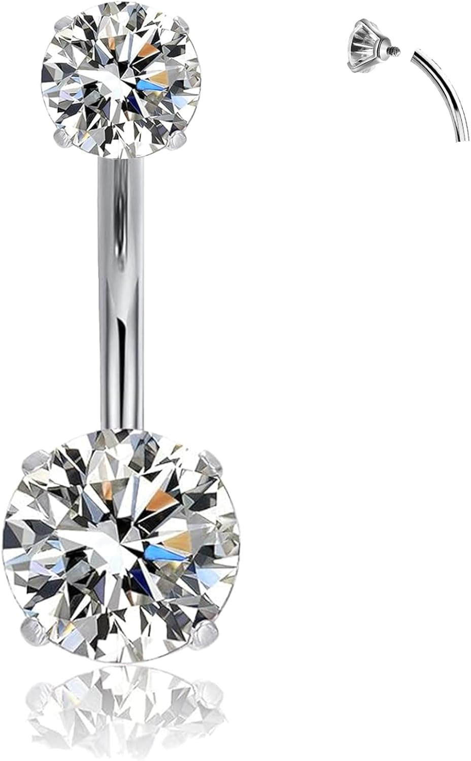 14G Clicker Belly Button Ring，Surgical Stainless Steel Hinged Belly Button Rings Belly Barbell Piercing Navel Barbell Body Jewelry 2PCS