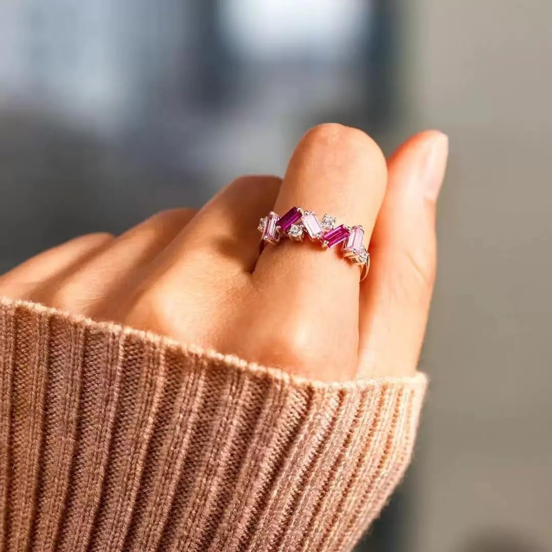 Women's self love ring featuring pink crystal and text details